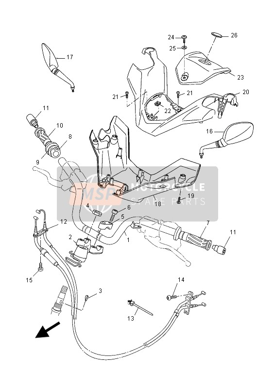 Yamaha YP250R (MBL2) 2015 Stuurhandvat & Kabel voor een 2015 Yamaha YP250R (MBL2)